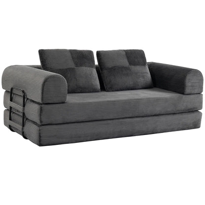 Canapé-lit convertible 5-en-1, causeuse en forme de L, gris foncé, gris foncé