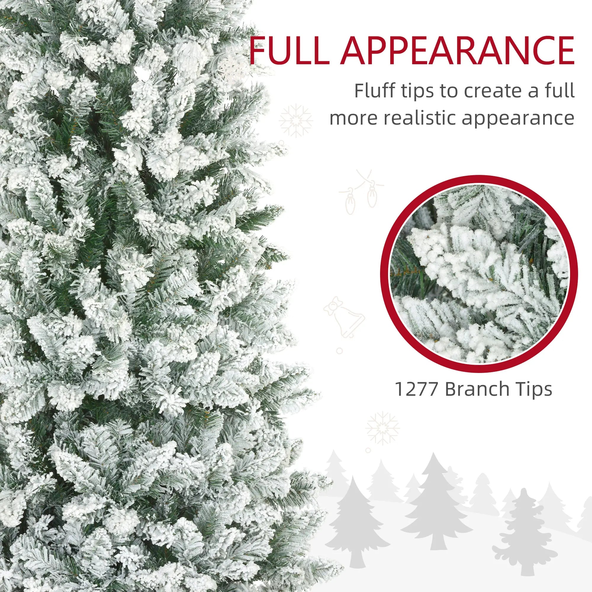 9ft Flocked Pencil Christmas Tree, 1277 Branch Tips, Metal Base Pencil Christmas Trees at Gallery Canada