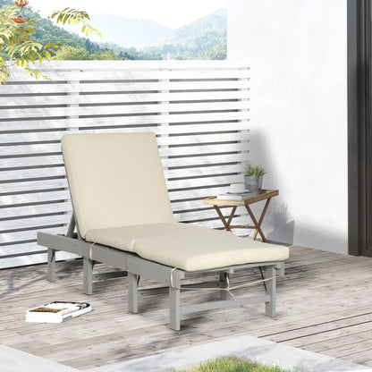 Wooden Folding Chaise Lounge, Outdoor Chair, Adjustable Back, Light Grey Chaise Loungers at Gallery Canada