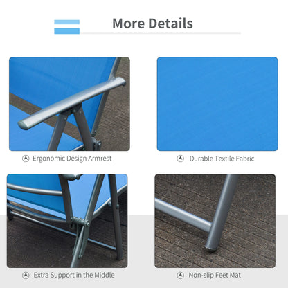 Heavy Duty Adjustable Folding Reclining Chair, Outdoor Sun Lounger, Blue Lounger Chairs at Gallery Canada