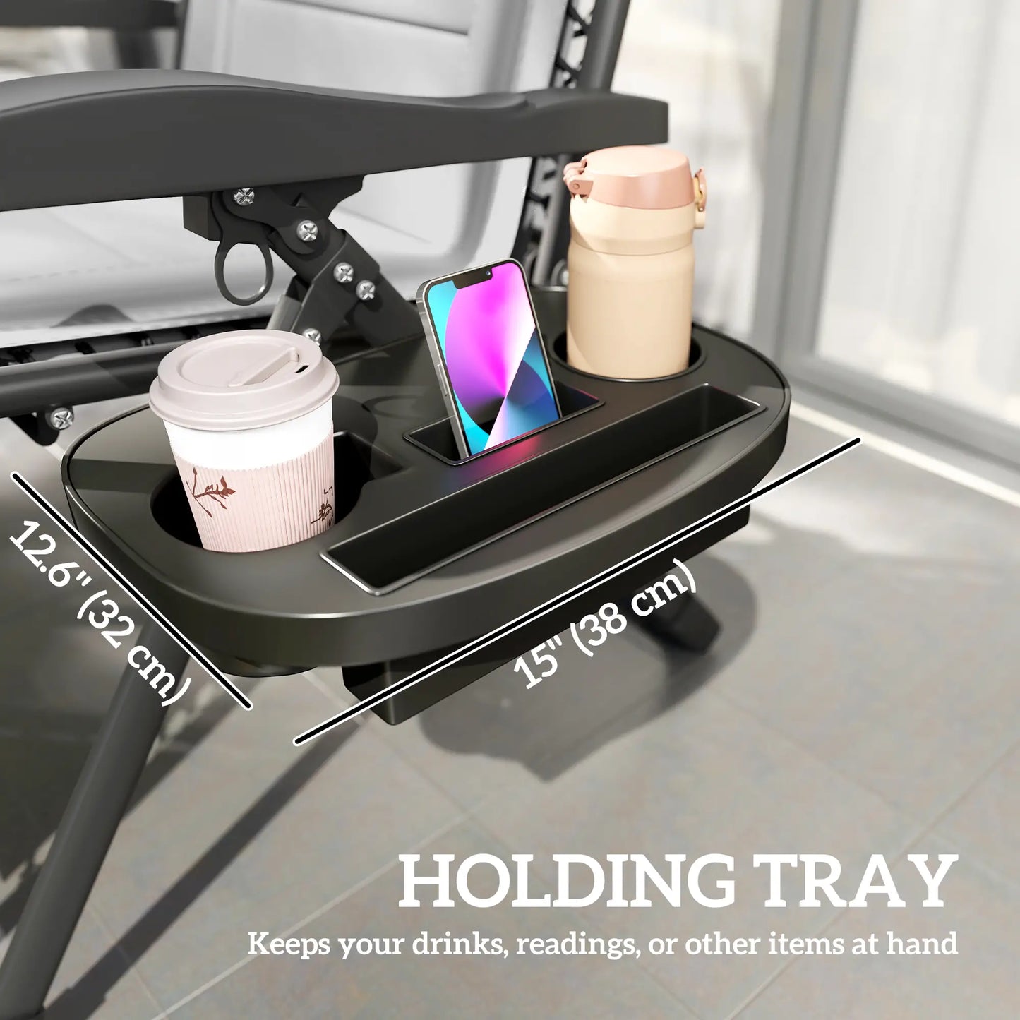 Zero Gravity Chair, Reclining Outdoor Lounger, 400 LBS Capacity, Dark Grey Lounger Chairs at Gallery Canada