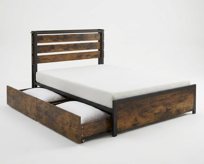 Twin Bed Frame With 4 Storage Drawers, Rustic Brown Beds & Bed Frames at Gallery Canada