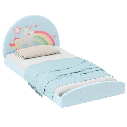 Twin Floor Bed Frame Upholstered Twin Size Kids Floor Bed with 210D Oxford Cloth Floor Mat, Blue Toddler Beds at Gallery Canada