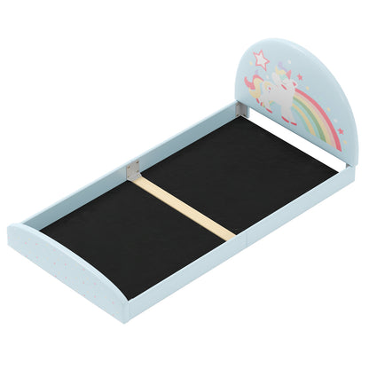 Twin Floor Bed Frame Upholstered Twin Size Kids Floor Bed with 210D Oxford Cloth Floor Mat, Blue Toddler Beds at Gallery Canada