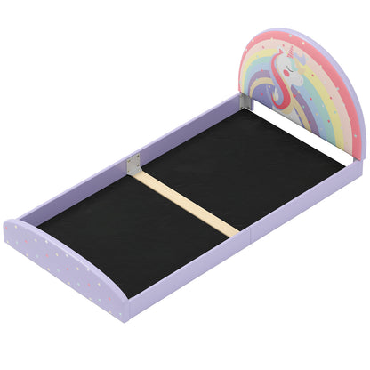 Twin Floor Bed Frame Upholstered Twin Size Kids Floor Bed with 210D Oxford Cloth Floor Mat, Purple Toddler Beds at Gallery Canada