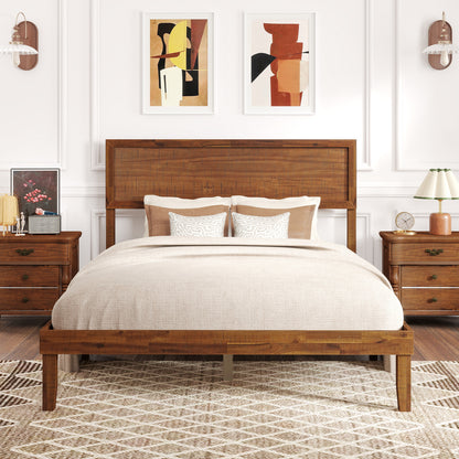 Twin/Full/Queen Size Bed Frame with Headboard and Wooden Slats Support-Full Size, Walnut Simple Bed Frame at Gallery Canada