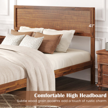 Twin/Full/Queen Size Bed Frame with Headboard and Wooden Slats Support-Full Size, Walnut Simple Bed Frame at Gallery Canada