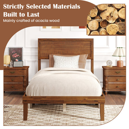 Twin/Full/Queen Size Bed Frame with Headboard and Wooden Slats Support-Twin Size, Walnut Simple Bed Frame at Gallery Canada