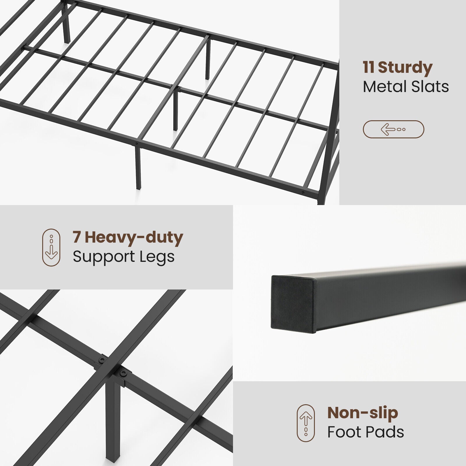 Twin Size Metal Canopy Bed Frame With Slat Support, Black Simple Bed Frame at Gallery Canada