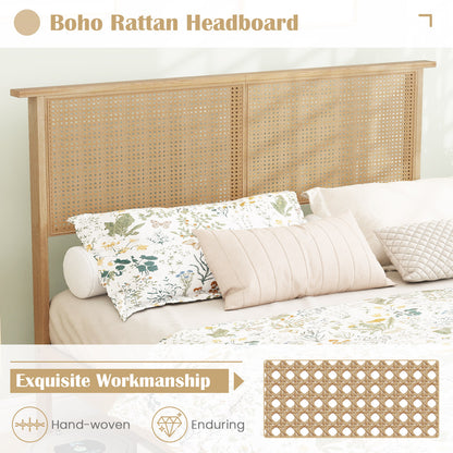 Twin Full Queen Bed Frame With Rattan Headboard, Full Size, Natural Simple Bed Frame at Gallery Canada