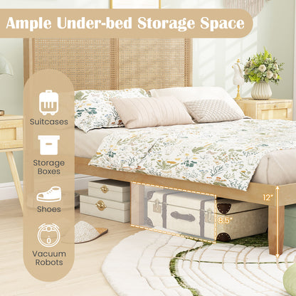 Twin Full Queen Bed Frame With Rattan Headboard, Full Size, Natural Simple Bed Frame at Gallery Canada