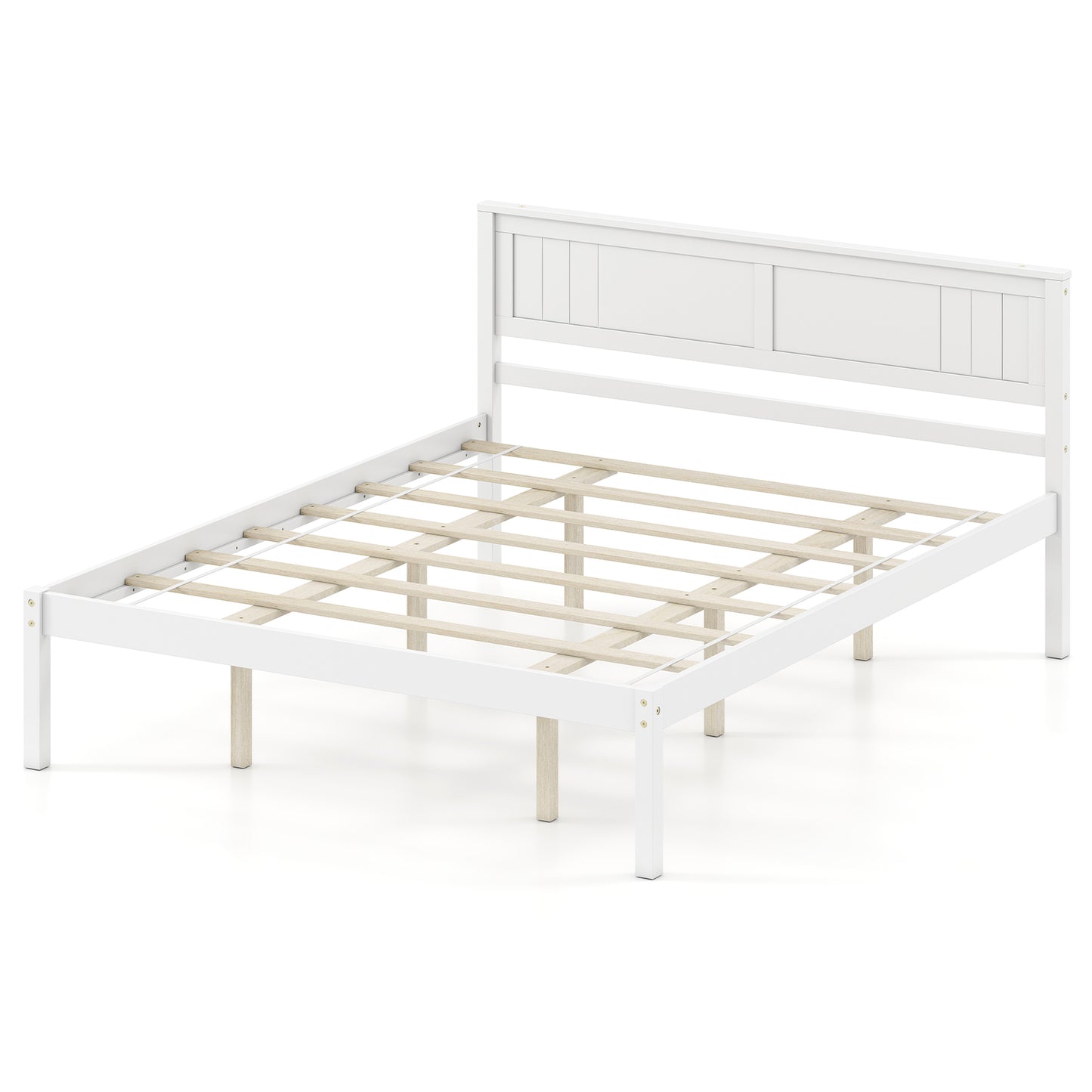 Twin/Full/Queen Size Sturdy Wooden Bed Frame with Headboard and Slat Support-Twin Size, White Simple Bed Frame at Gallery Canada