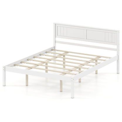 Twin/Full/Queen Size Sturdy Wooden Bed Frame with Headboard and Slat Support-Twin Size, White Simple Bed Frame at Gallery Canada