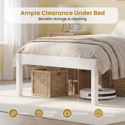 Twin/Full/Queen Size Sturdy Wooden Bed Frame with Headboard and Slat Support-Twin Size, White Simple Bed Frame at Gallery Canada