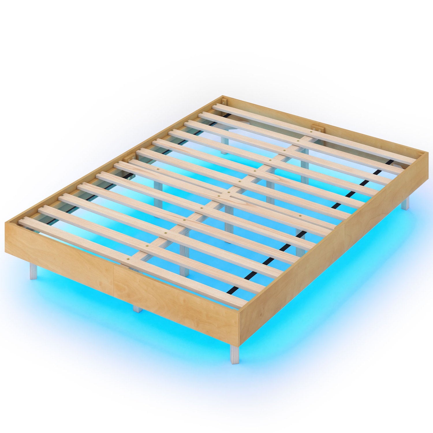 Floating Bed Frame With LED Lights, Full Size, Natural Beds & Bed Frames at Gallery Canada