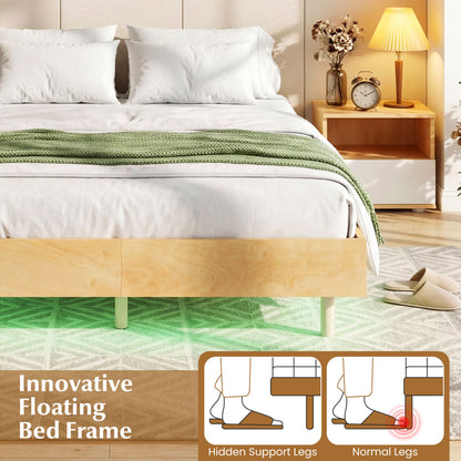 Floating Bed Frame With LED Lights, Full Size, Natural Beds & Bed Frames at Gallery Canada