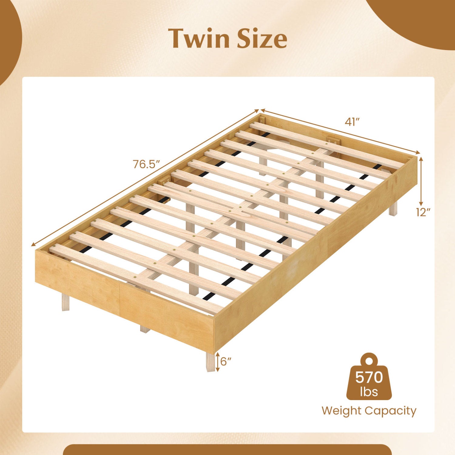 Twin Size Floating Bed Frame With LED Lights, Natural Beds & Bed Frames at Gallery Canada