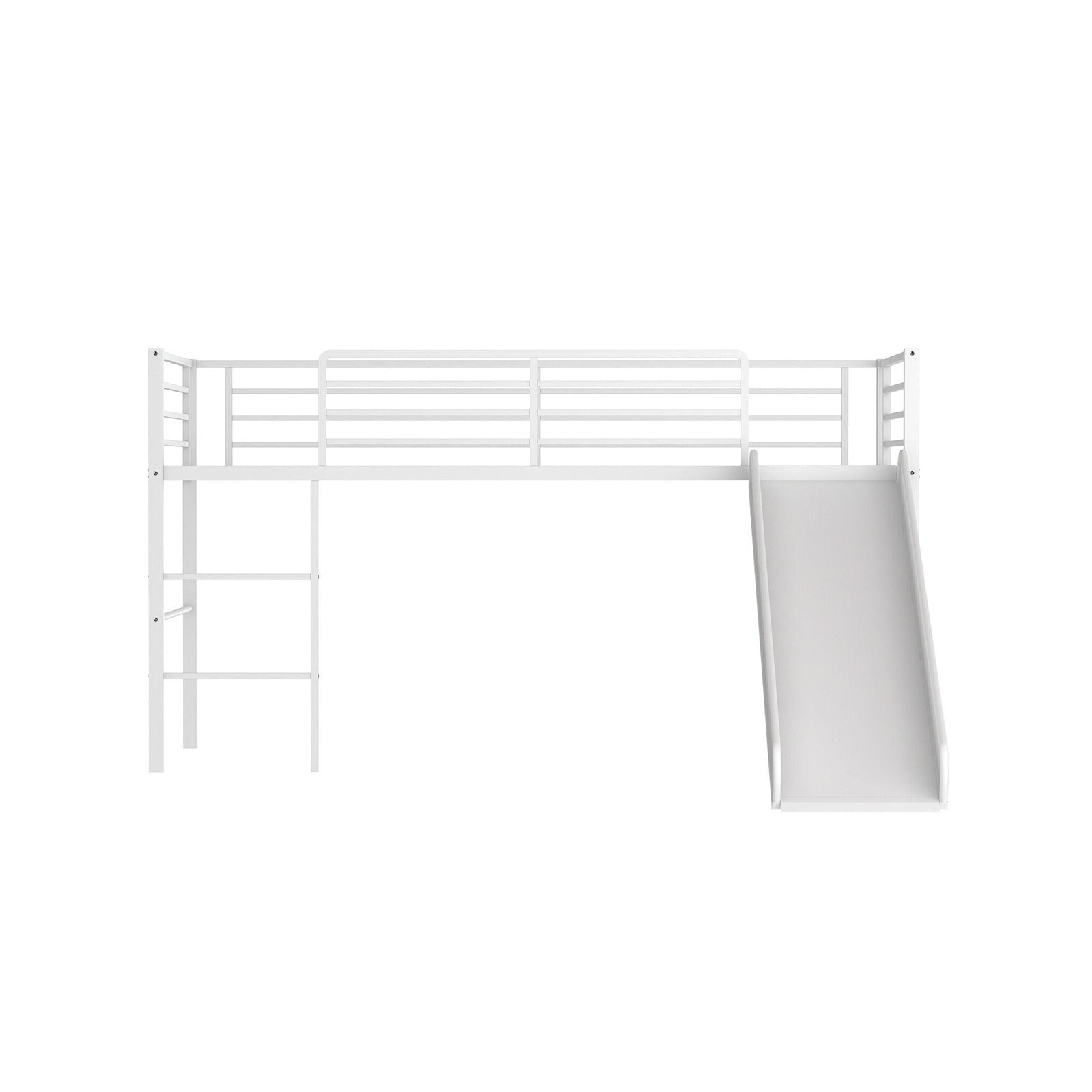 Twin Metal Loft Bed With Slide, Safety Guardrails, Built-In Ladder, White Bunk Bed Frame at Gallery Canada