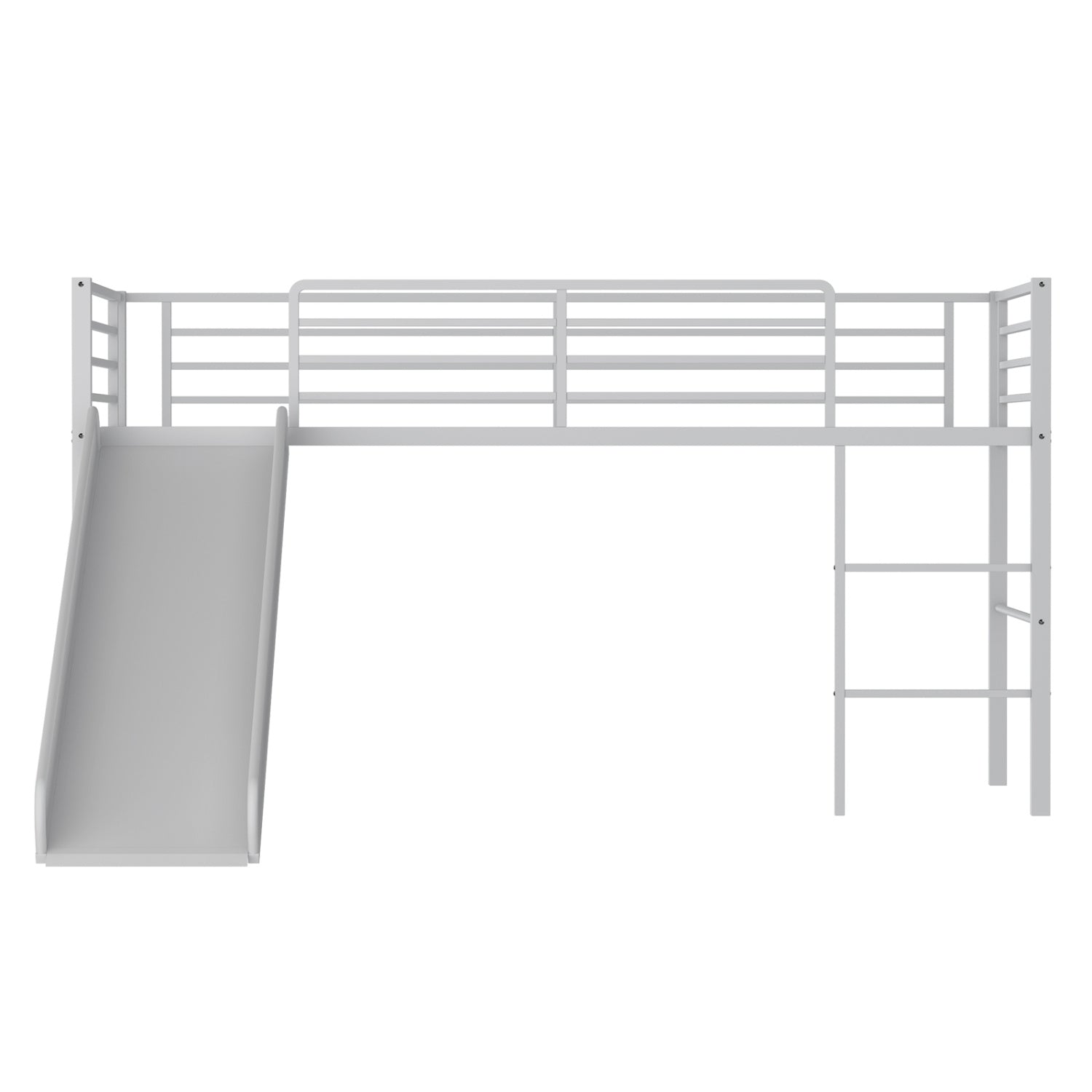Twin Metal Loft Bed With Slide, Safety Guardrails, Built-in Ladder, Silver Bunk Bed Frame at Gallery Canada