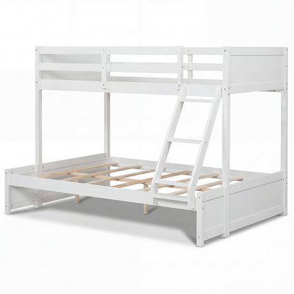 Twin Over Full Bunk Bed with 3-Step Ladder and Full-Length Guardrails, White Bunk Bed Frame at Gallery Canada