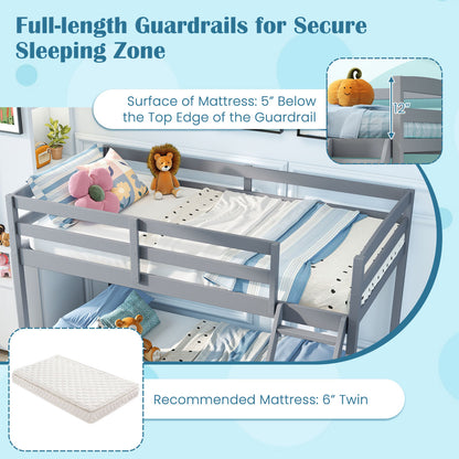 Twin Over Full Bunk Bed Frame, Low Floor, Gray Bunk Bed Frame at Gallery Canada