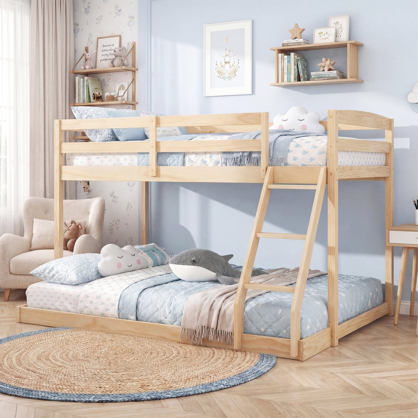 Twin Over Full Bunk Bed Frame, Natural Bunk Bed Frame at Gallery Canada