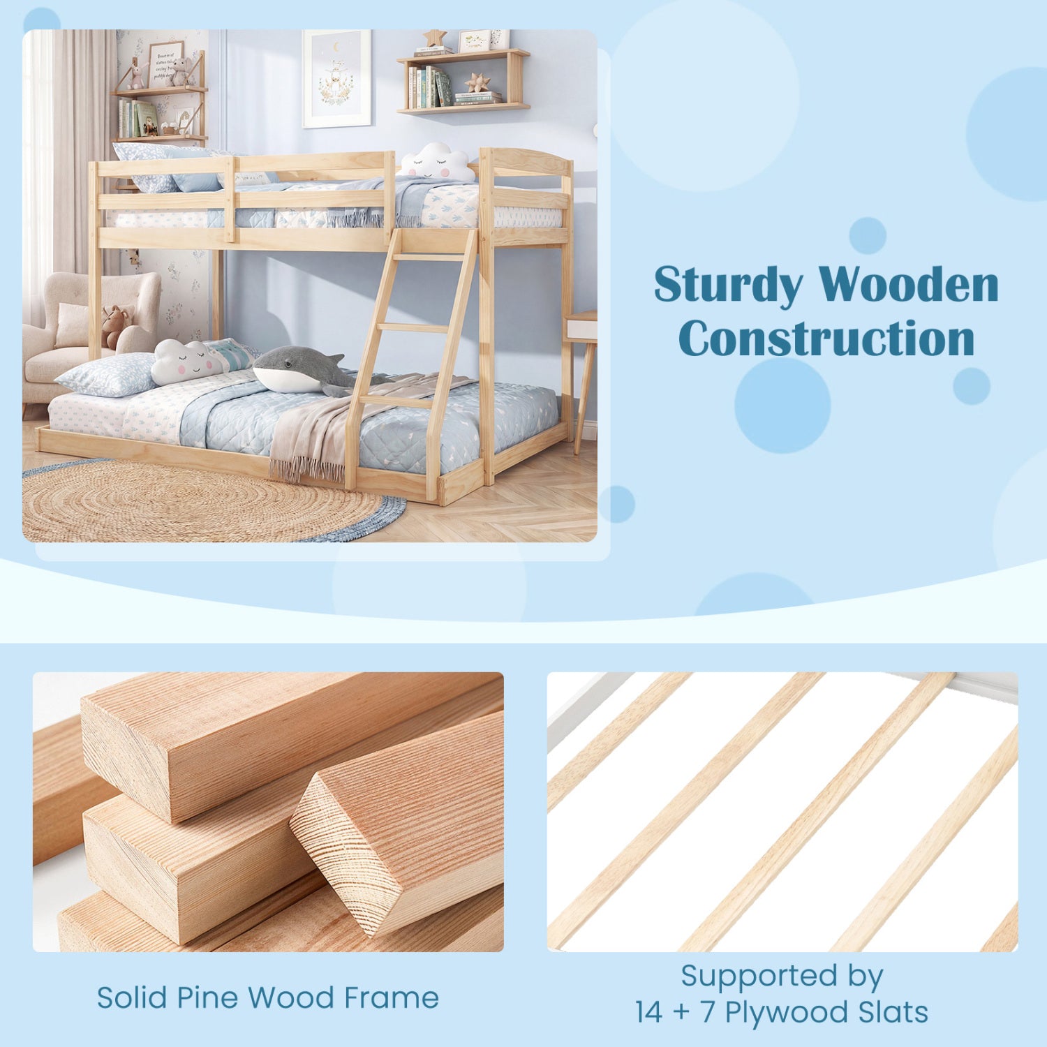 Twin Over Full Bunk Bed Frame, Natural Bunk Bed Frame at Gallery Canada