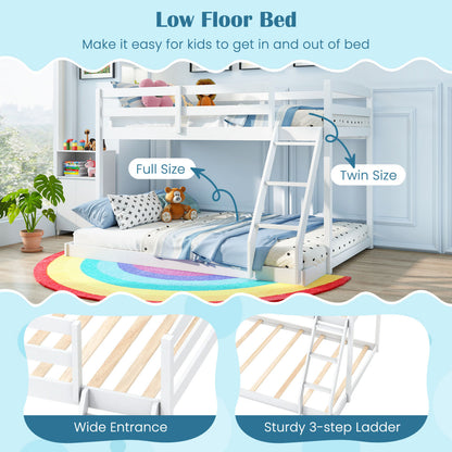 Twin Over Full Bunk Bed Frame, Low Floor, White Bunk Bed Frame at Gallery Canada