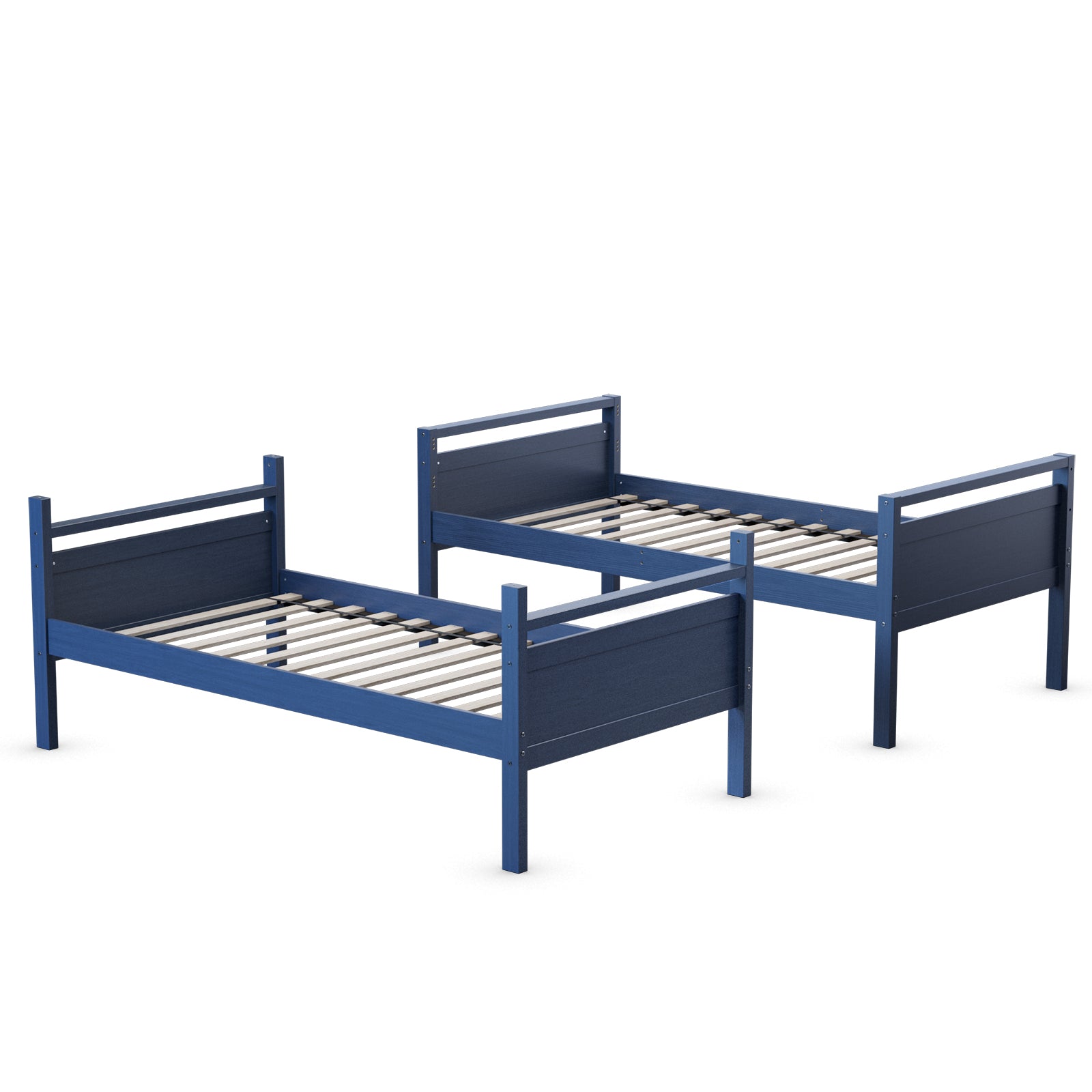 Twin Over Twin Bunk Bed Convertible 2 Individual Beds Wooden , Navy Bunk Bed Frame at Gallery Canada