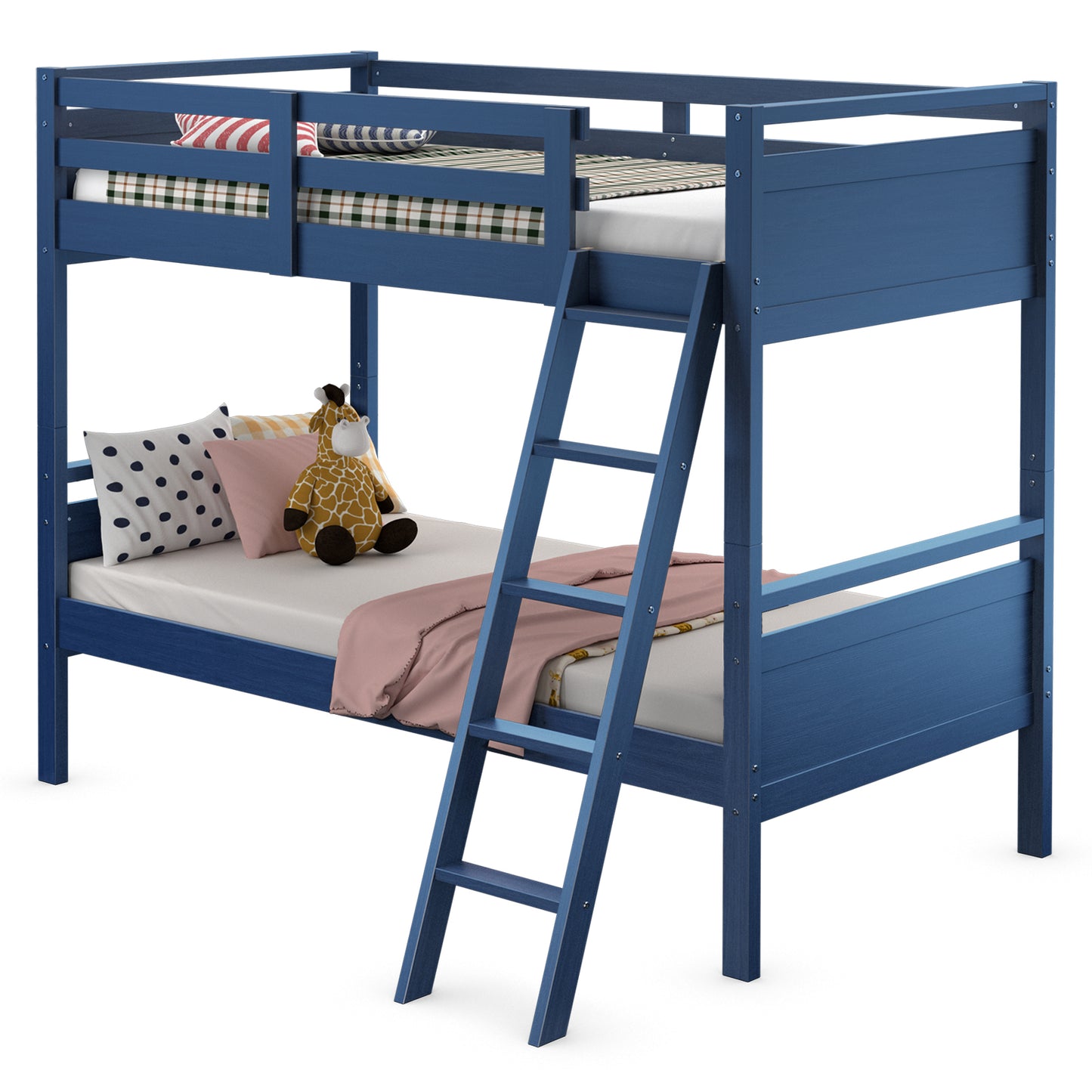Twin Over Twin Bunk Bed Convertible 2 Individual Beds Wooden , Navy Bunk Bed Frame at Gallery Canada