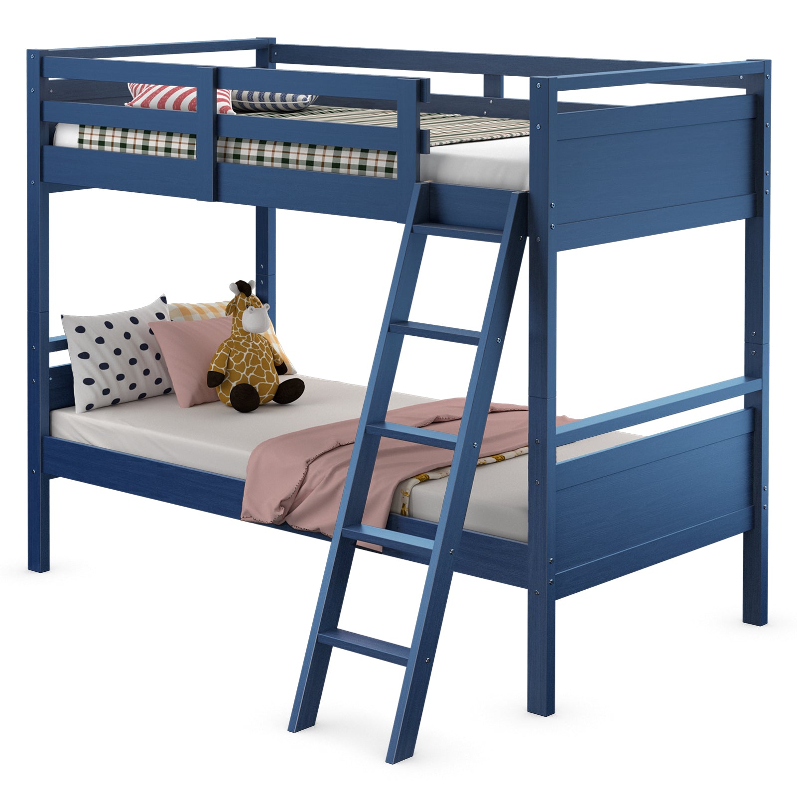 Twin Over Twin Bunk Bed Convertible 2 Individual Beds Wooden , Navy Bunk Bed Frame at Gallery Canada