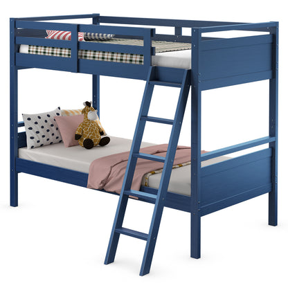 Twin Over Twin Bunk Bed Convertible 2 Individual Beds Wooden , Navy Bunk Bed Frame at Gallery Canada