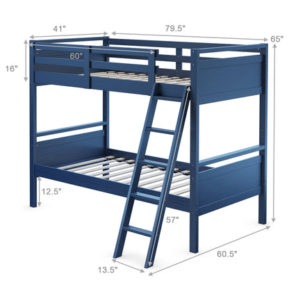 Twin Over Twin Bunk Bed Convertible 2 Individual Beds Wooden , Navy Bunk Bed Frame at Gallery Canada