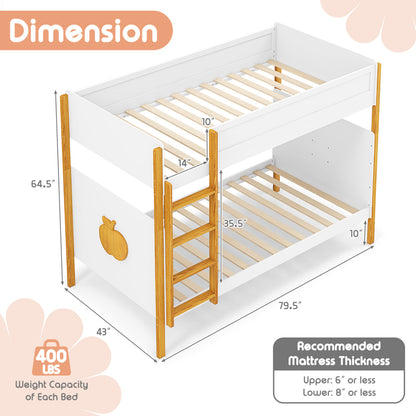 Twin Over Twin Bunk Bed, Twin Size, With Ladder And Guardrails, White Bunk Bed Frame at Gallery Canada