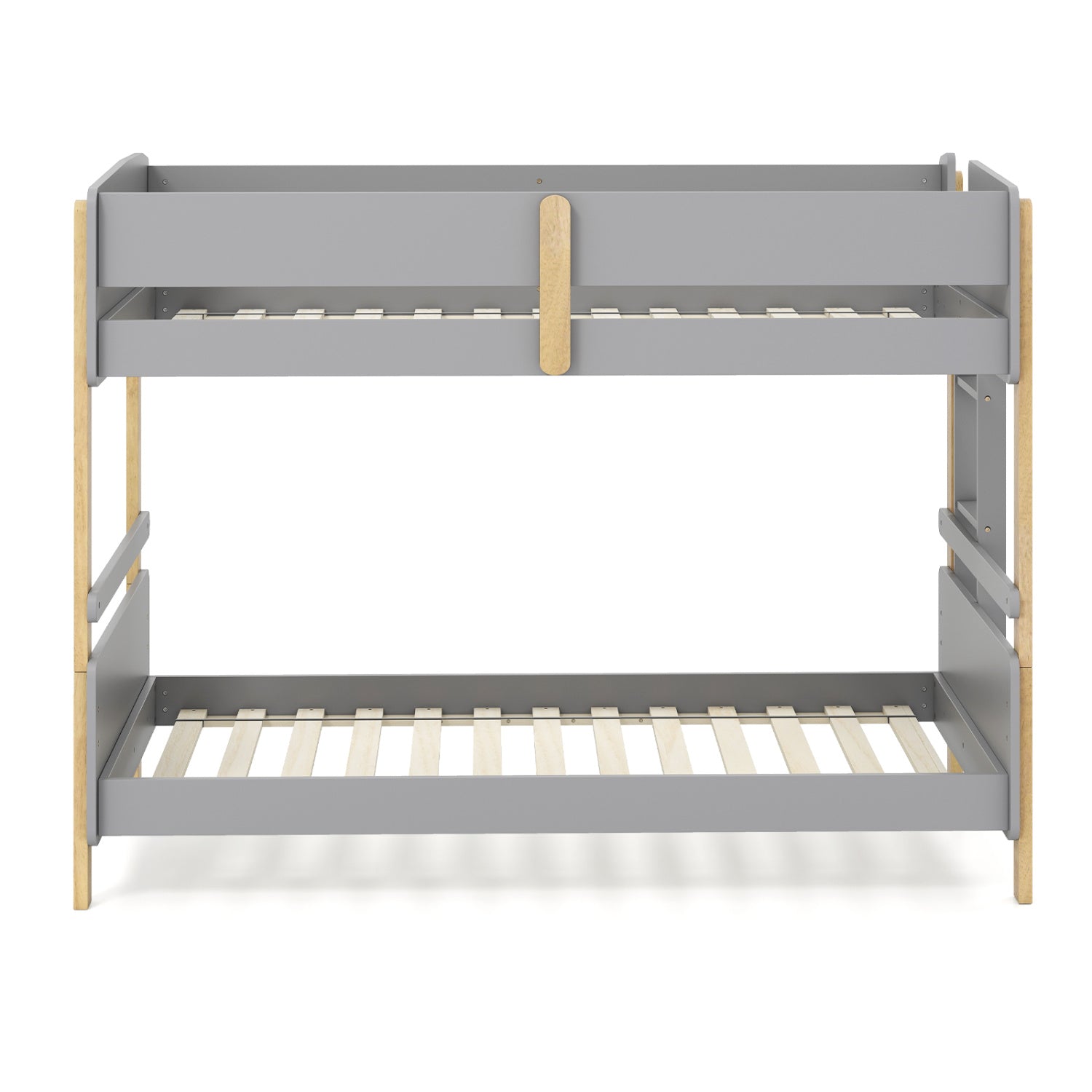Twin Over Twin Bunk Bed with Ladder Convertible to 2 Twin Beds Toddler Wood Bunk Bed-Grey, Gray Toddler Beds at Gallery Canada