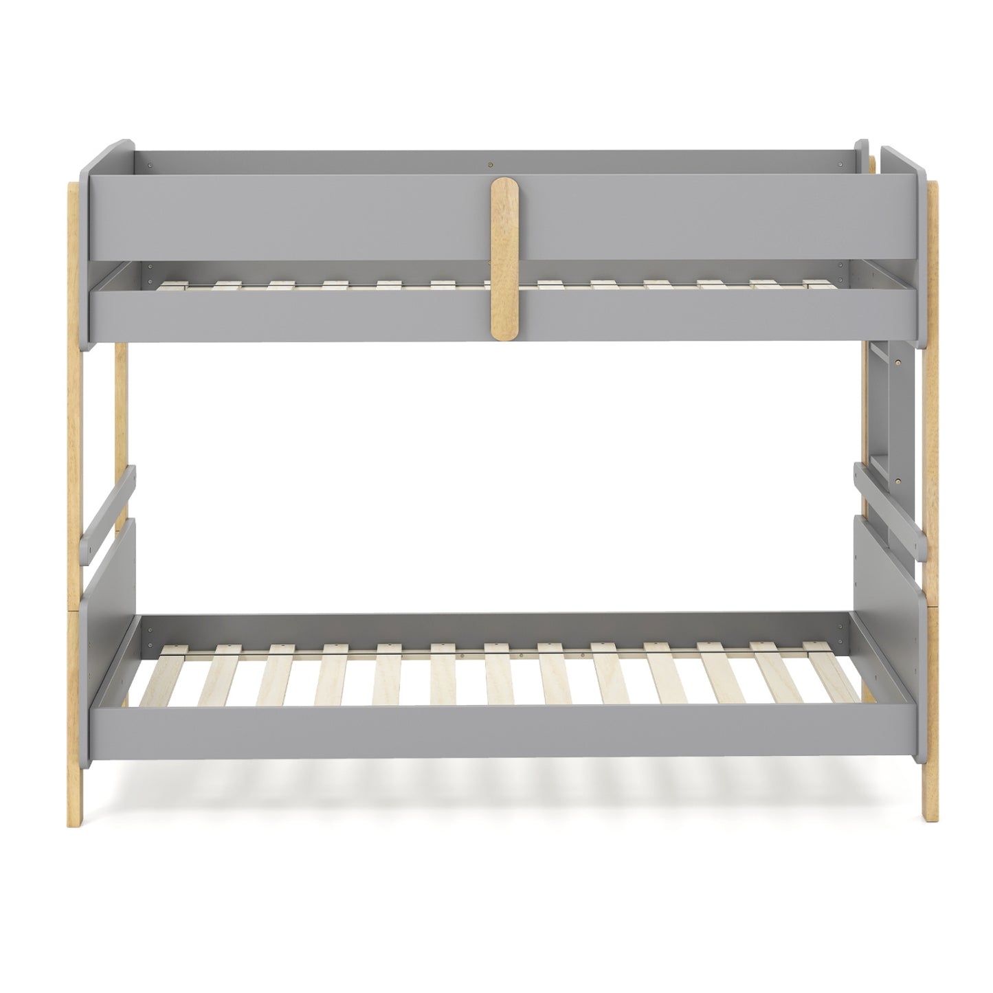 Twin Over Twin Bunk Bed with Ladder Convertible to 2 Twin Beds Toddler Wood Bunk Bed-Grey, Gray Toddler Beds at Gallery Canada