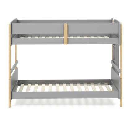 Twin Over Twin Bunk Bed with Ladder Convertible to 2 Twin Beds Toddler Wood Bunk Bed-Grey, Gray Toddler Beds at Gallery Canada