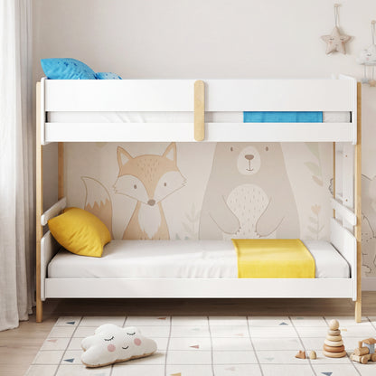 Twin Over Twin Bunk Bed with Ladder Convertible to 2 Twin Beds Toddler Wood Bunk Bed, White Toddler Beds at Gallery Canada