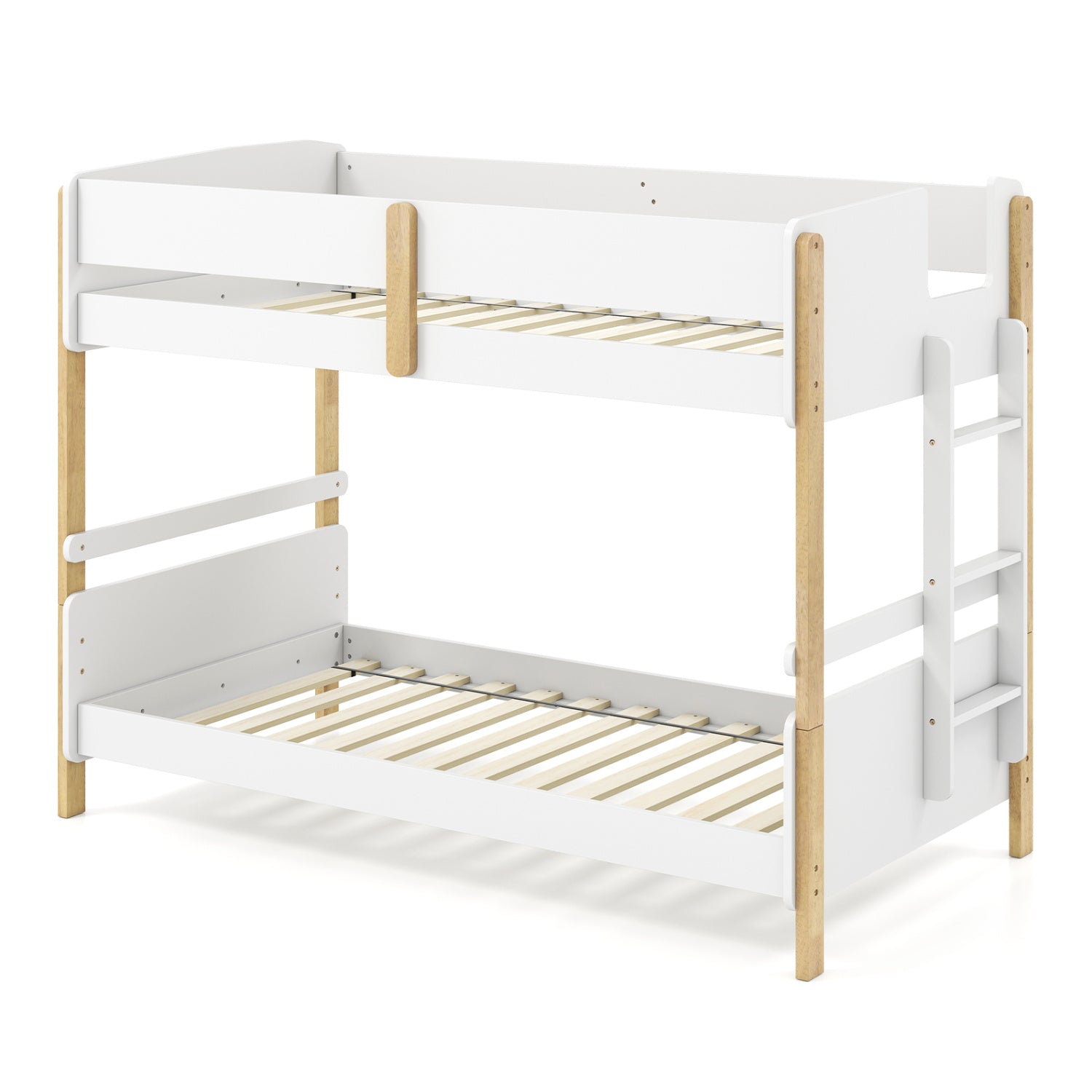 Twin Over Twin Bunk Bed with Ladder Convertible to 2 Twin Beds Toddler Wood Bunk Bed, White Toddler Beds White at Gallery Canada