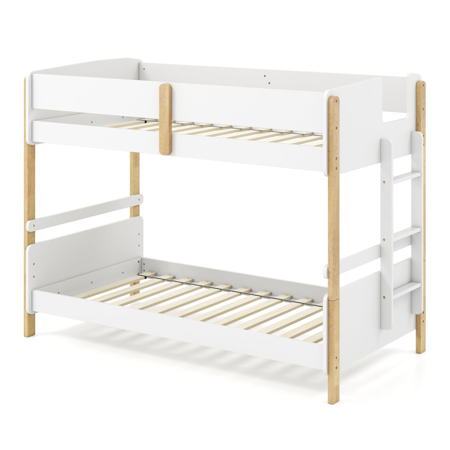 Twin Over Twin Bunk Bed with Ladder Convertible to 2 Twin Beds Toddler Wood Bunk Bed, White Toddler Beds White at Gallery Canada
