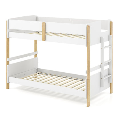 Twin Over Twin Bunk Bed with Ladder Convertible to 2 Twin Beds Toddler Wood Bunk Bed, White Toddler Beds White at Gallery Canada