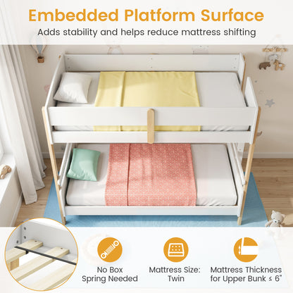 Twin Over Twin Bunk Bed with Ladder Convertible to 2 Twin Beds Toddler Wood Bunk Bed, White Toddler Beds at Gallery Canada