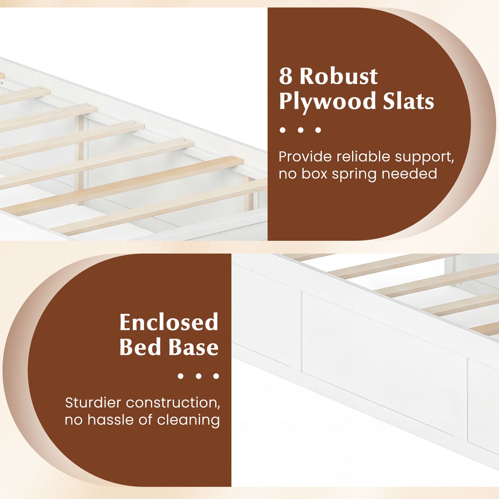 Twin Size Bed Frame with Storage Drawers and Headboard, White Simple Bed Frame at Gallery Canada