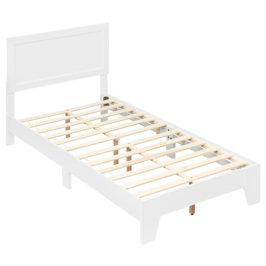 Twin Size Bed Frame with Headboard, White Simple Bed Frame White at Gallery Canada