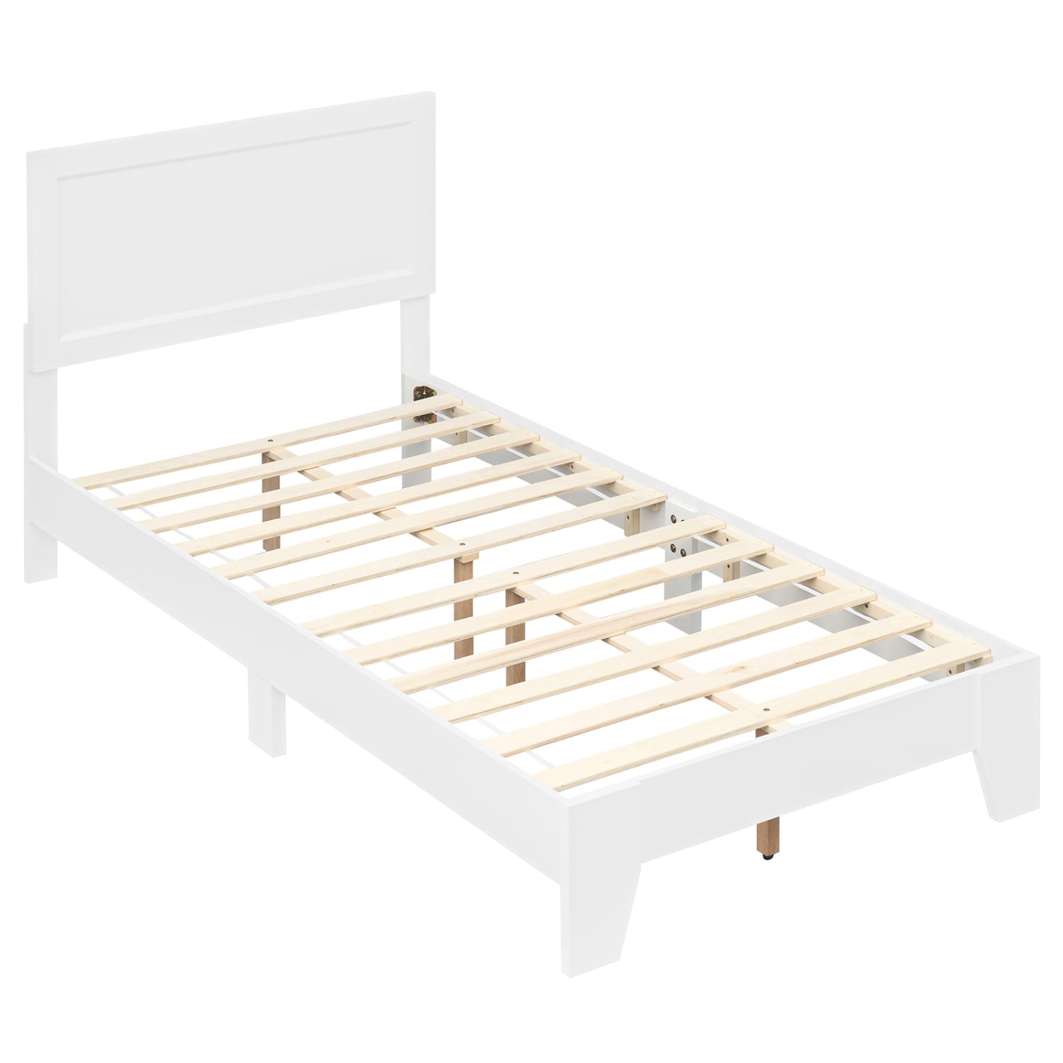 Twin Size Bed Frame with Headboard, White Simple Bed Frame White at Gallery Canada
