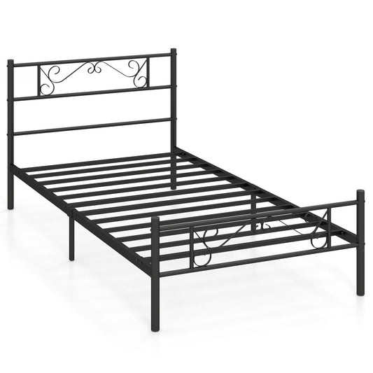 Twin Size Metal Bed Frame with Headboard, Footboard, Black Simple Bed Frame Options at Gallery Canada