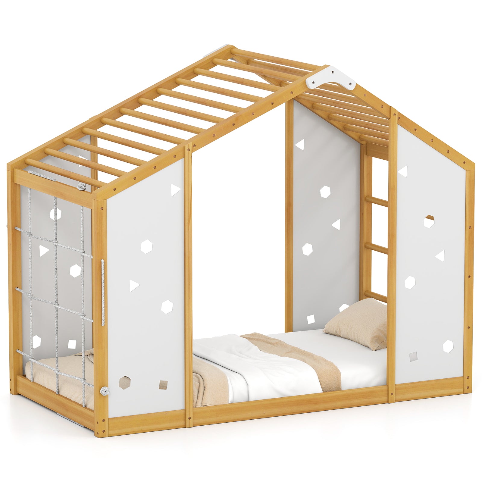 Twin Size Climbing Bed, Montessori Floor Bed, White Toddler Beds at Gallery Canada