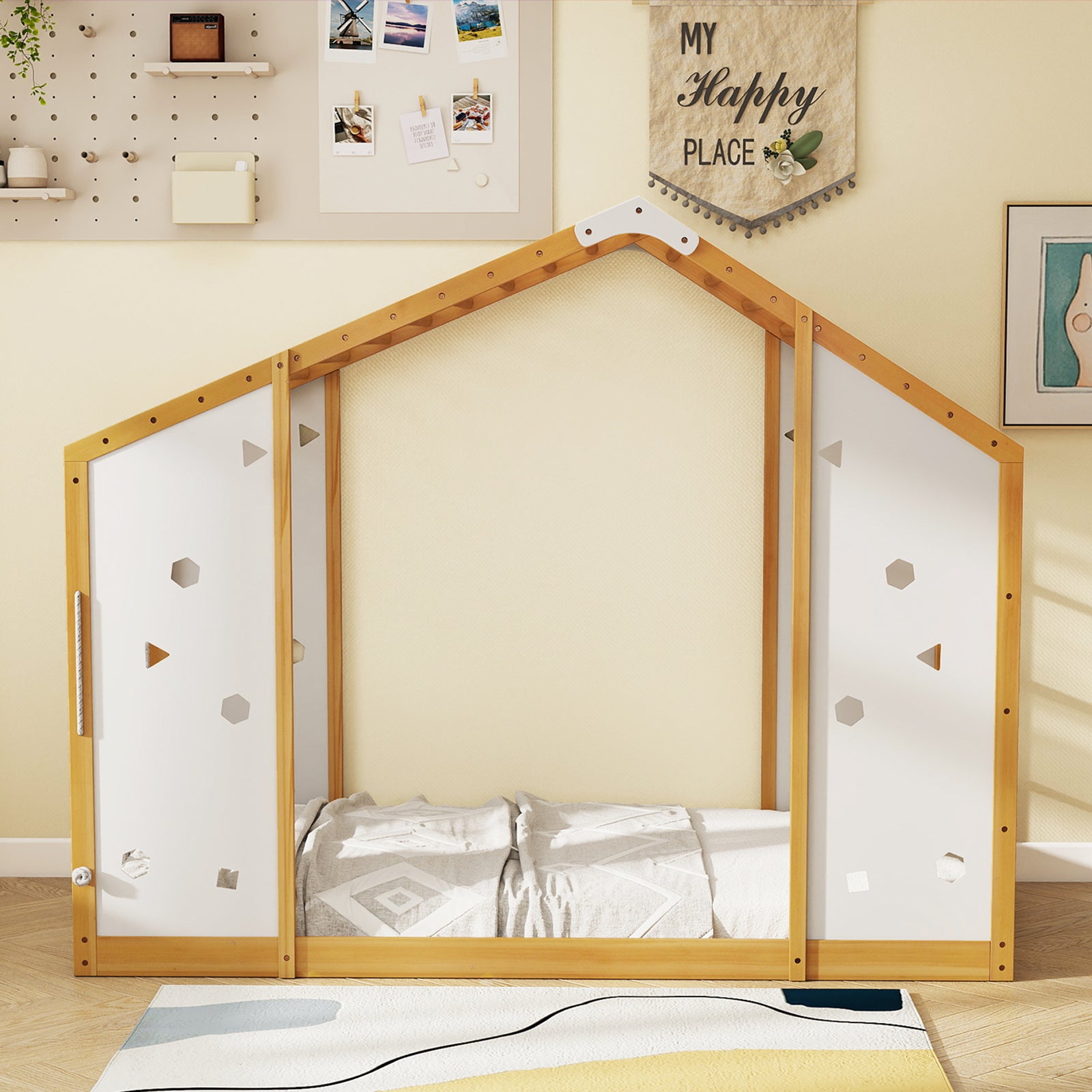 Twin Size Climbing Bed, Montessori Floor Bed, White Toddler Beds at Gallery Canada