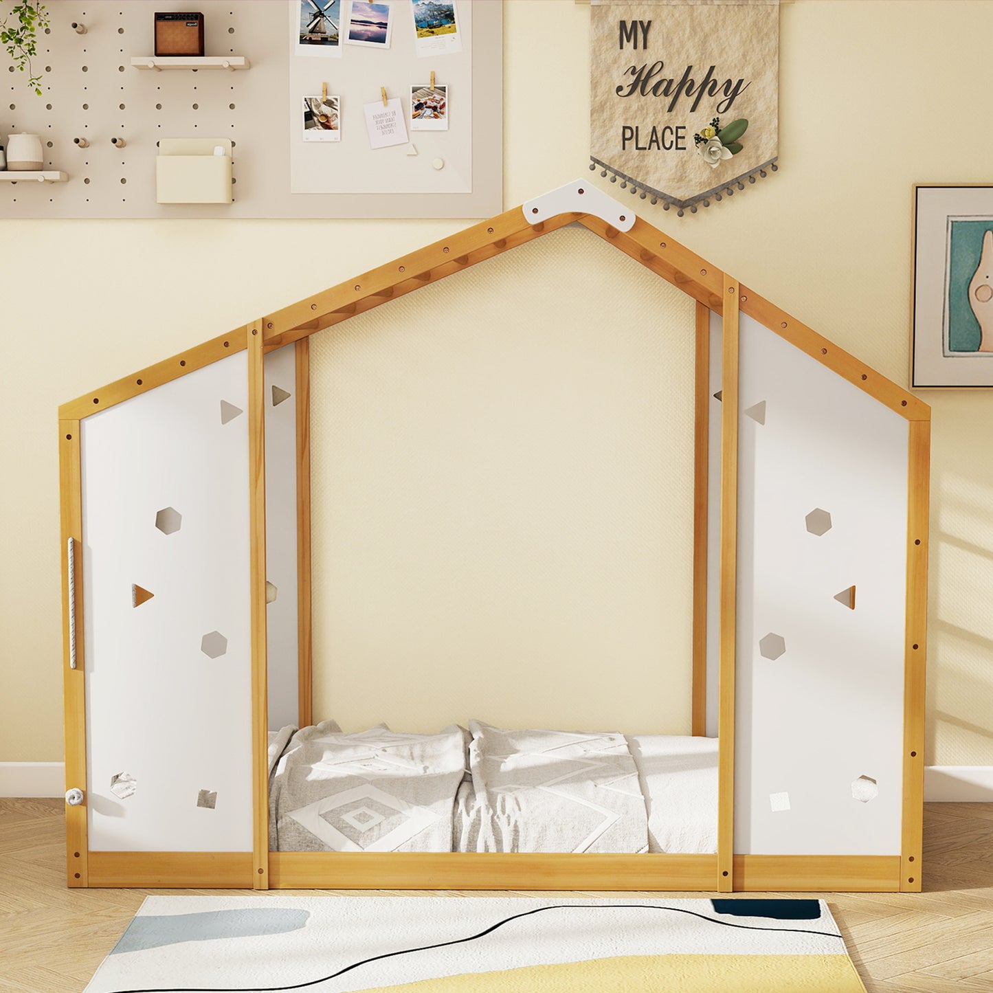 Twin Size Climbing Bed, Montessori Floor Bed, White Toddler Beds at Gallery Canada