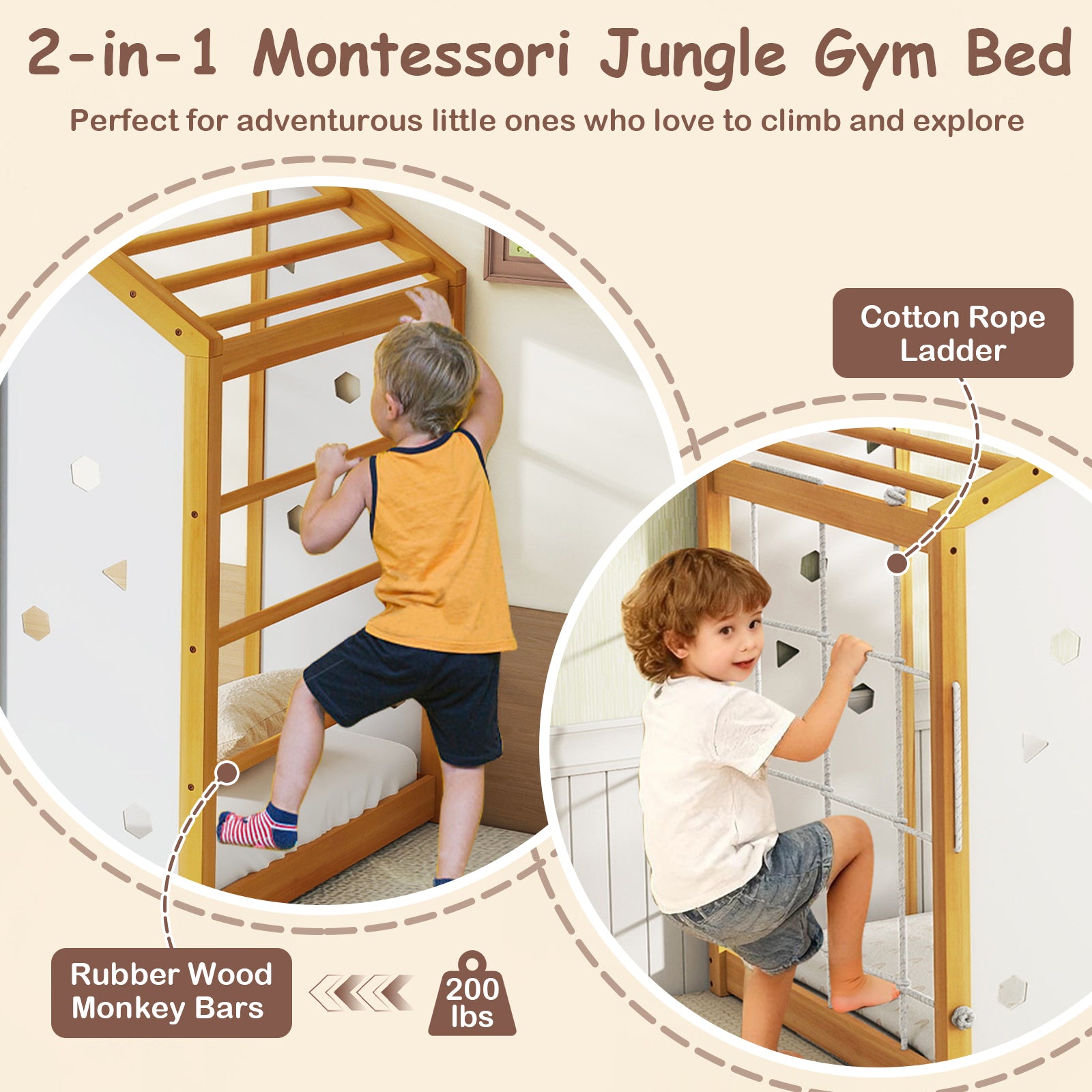 Twin Size Climbing Bed, Montessori Floor Bed, White Toddler Beds at Gallery Canada